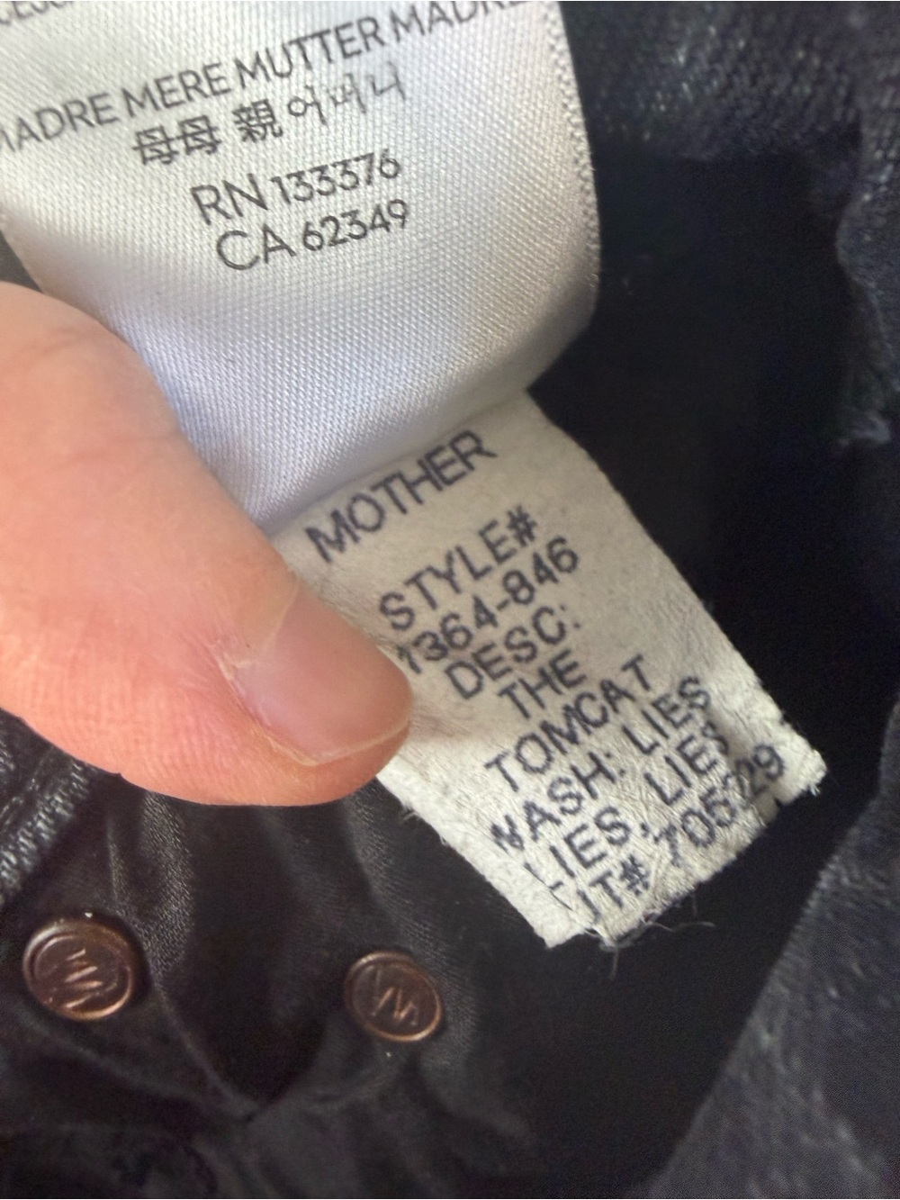 Mother the Tomcat jean in wash Lies Lies Lies size 25 - Picture 11 of 11